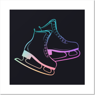 Ice Skates Figure Skating Rainbow Posters and Art